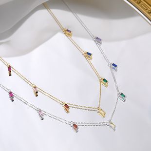 18k Gold Plated Shimmer Beaded Crystal Zirconia Diamond Pendant Necklace