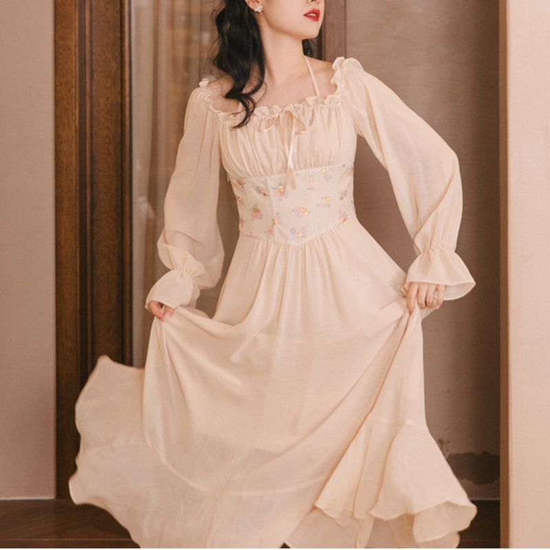 Boho Fairy Country Cottage Core Lolita Corset Gown Dress