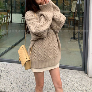 Chunky Cable Knit V Neck Button Up Sweater Jumper