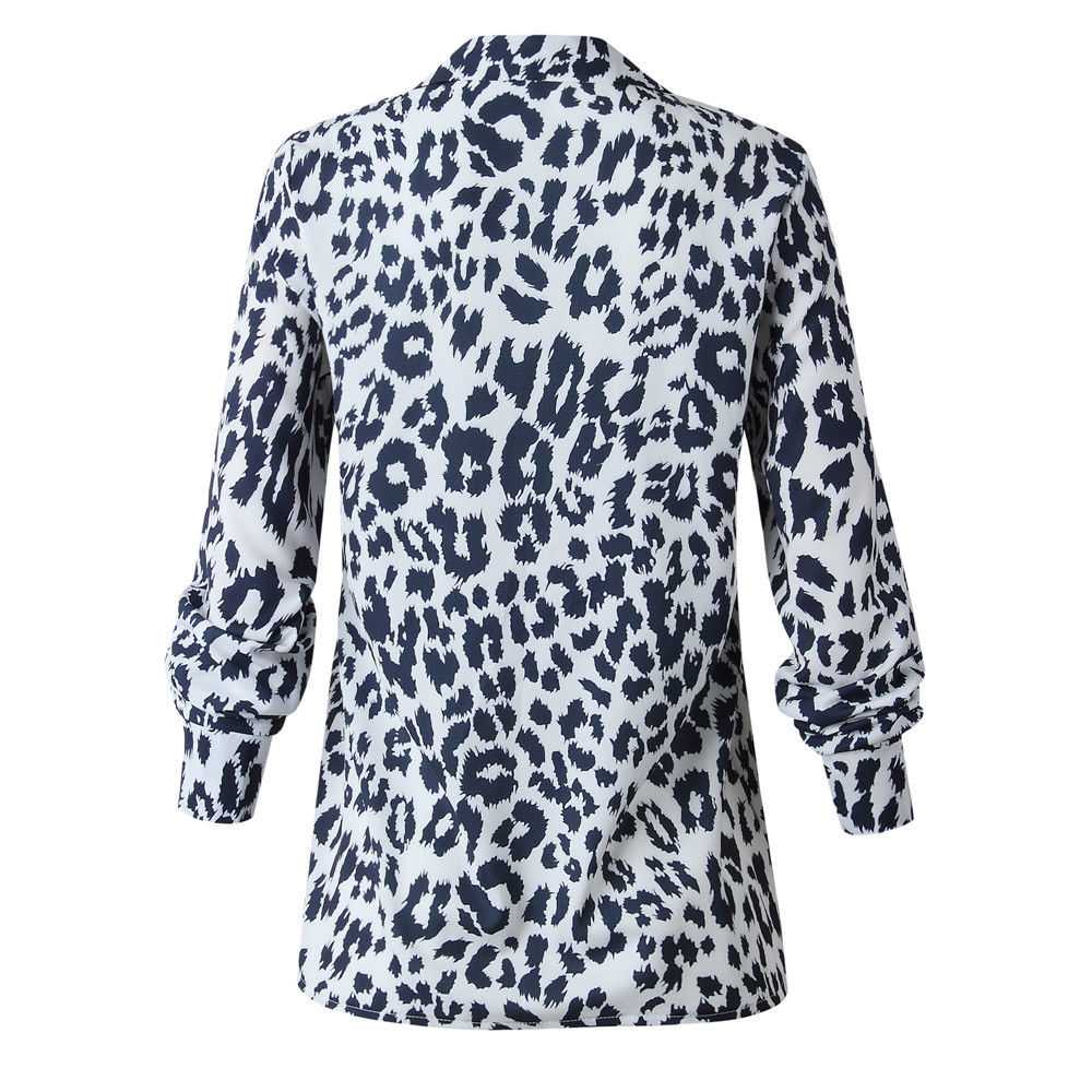 Oversized Retro Long Sleeve Leopard Print Button Up Shirt Womens