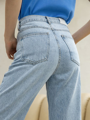 Distressed Bohemian Ripped Hem Flare Jeans High Waisted Denim Pants