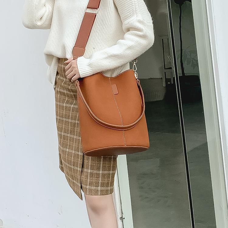 Italian Design Carryall Faux Suede Leather Bucket Bag