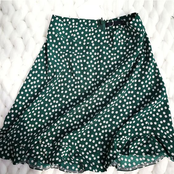 Vintage A Line Floral Prints Flounce Mini Skirt