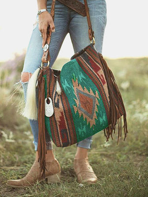 Bohemian Wave Colors Beach Wayuu Tote Mochila Canvas Bags