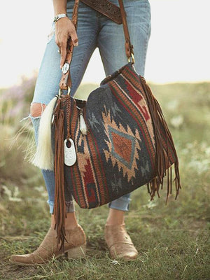 Bohemian Wave Colors Beach Wayuu Tote Mochila Canvas Bags
