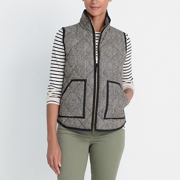 Vintage Womens Quilted Herringbone Puffer Vest