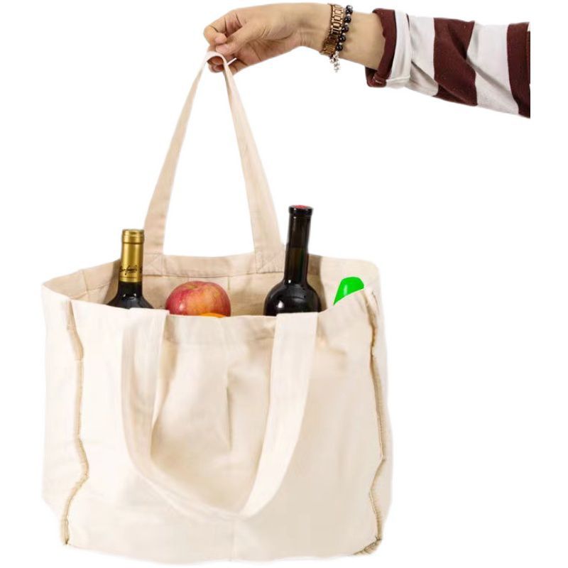 Utility Shopping Canvas Market Tote Bag With Multi compartments