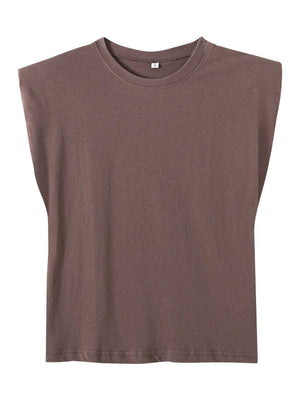 Cool Padded Shoulder Tank Top Tee Shirt With Shoulder Pad