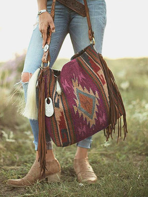 Bohemian Wave Colors Beach Wayuu Tote Mochila Canvas Bags