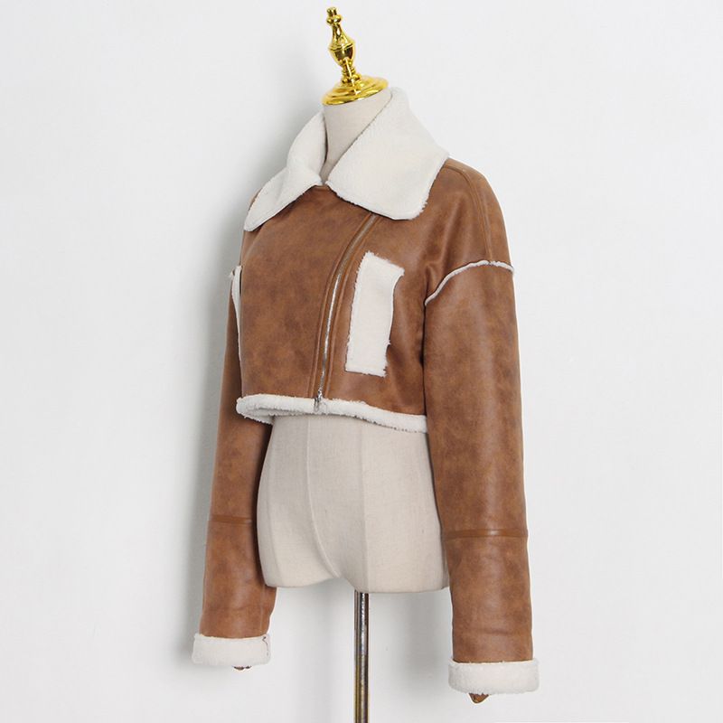 Faux Leather Sueded Aviator jacket Fur Trim Pilots Moto Shearling Winterwear