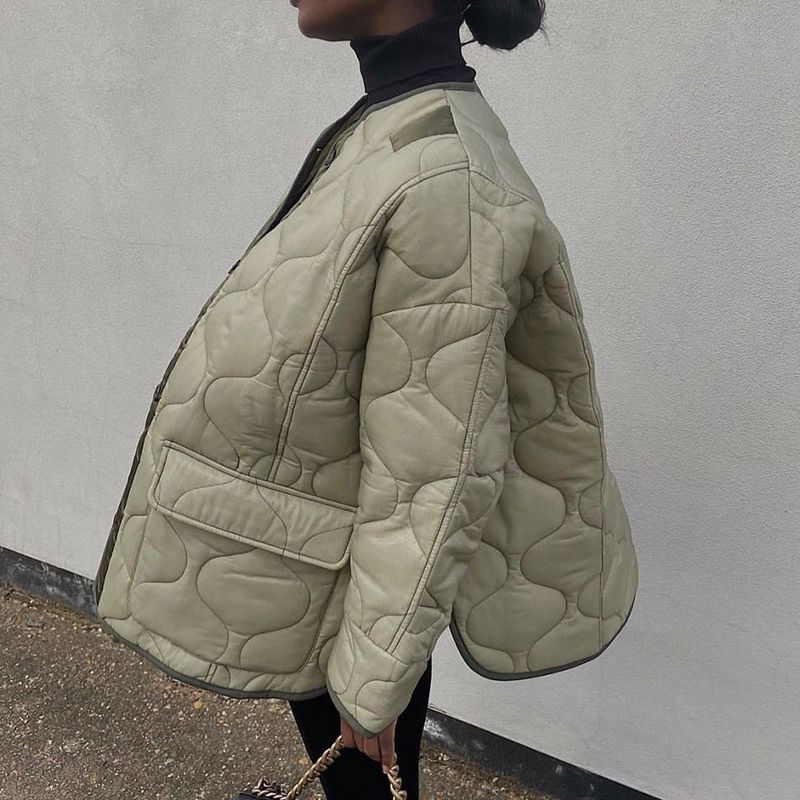 Oversized Fit Circular Quilted Padded Shell Puffer Jacket