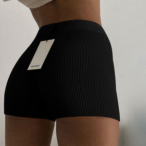 Basic Fitted Ribbed Cycle Shorts Knitted Highwaist Shorts