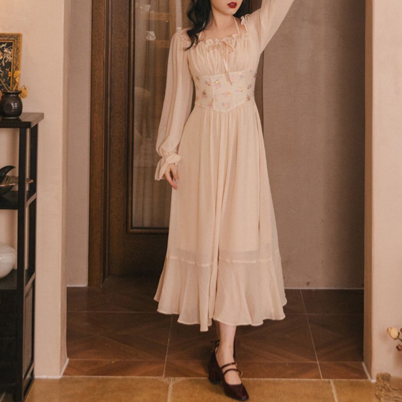 Boho Fairy Country Cottage Core Lolita Corset Gown Dress