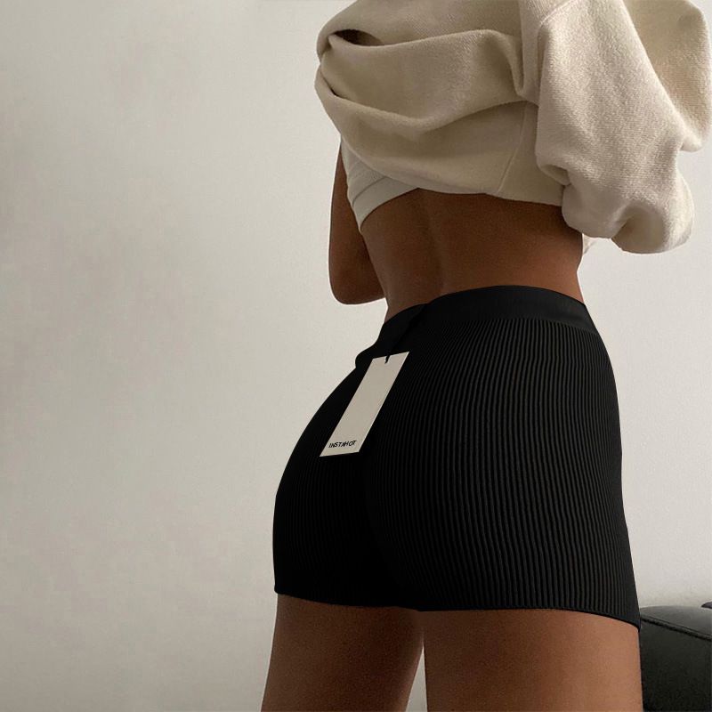 Basic Fitted Ribbed Cycle Shorts Knitted Highwaist Shorts