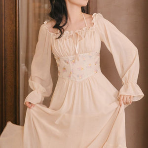 Boho Fairy Country Cottage Core Lolita Corset Gown Dress