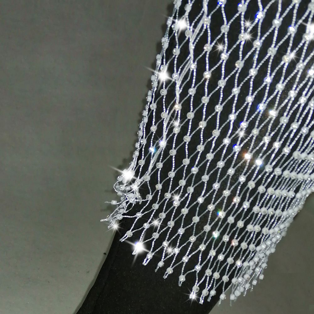 Sparkly Rhinestone Diamond Embellished Mesh Pants Net Leggings