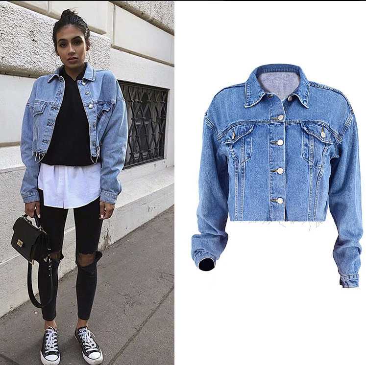 Cool Oversized Cropped Denim Jacket Womens