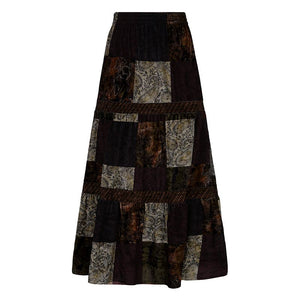 Retro Patchwork Grunge Steampunk Emo Flare Midi Skirt