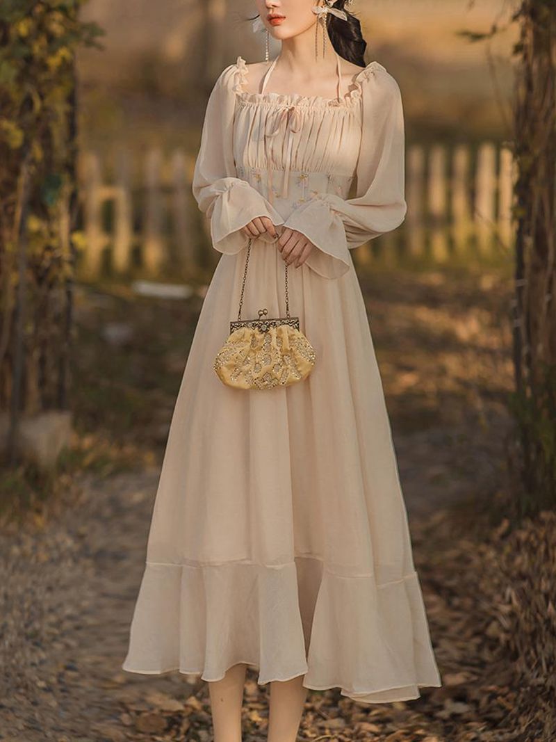 Boho Fairy Country Cottage Core Lolita Corset Gown Dress