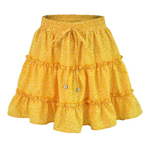 Aesthetic Hibiscus Paisley Elastic Band Boho Floral Tie Front High Waist Layered Ruffle Floral Skirt