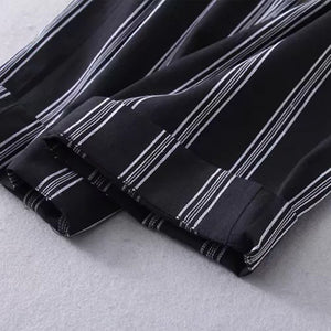 Tie Waist Belted Cigarette Trousers Striped Pants