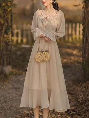 Boho Fairy Country Cottage Core Lolita Corset Gown Dress