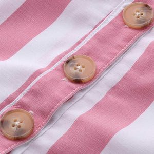 Patchwork Striped V Neck Button Up Cami Top