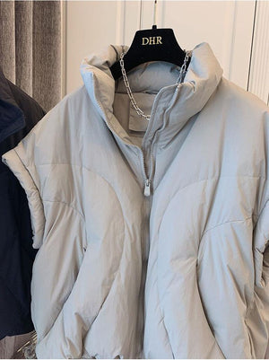 Oversized Puffy Sleeveless Puffer Jacket Winter Vest Outerwear Gilets