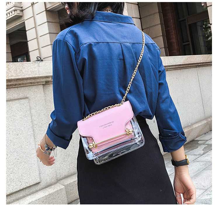 Embrossed Faux Leather Block Clear Handbags For Women