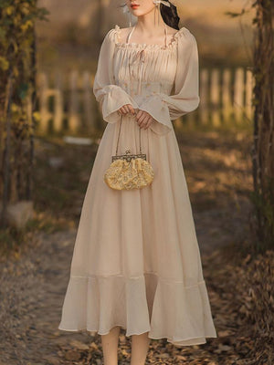 Boho Fairy Country Cottage Core Lolita Corset Gown Dress