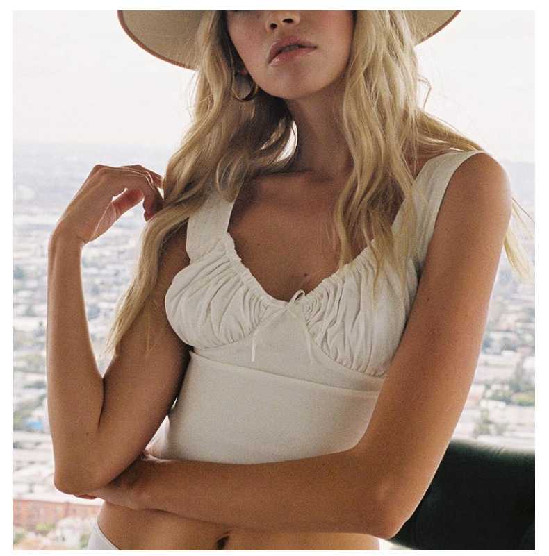 Anti-slip U Boat Neck Bow Knot Bust Shaping Bustier Tank Top Crop Top