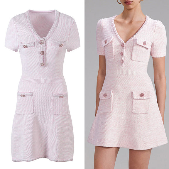 Most Admired Crystal Embellished Sweetheart Neckline Feather Trim Hem Mini Dress main image 0