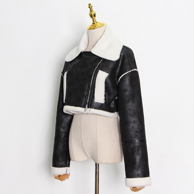 Faux Leather Sueded Aviator jacket Fur Trim Pilots Moto Shearling Winterwear