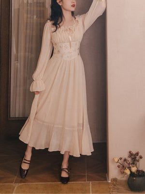 Boho Fairy Country Cottage Core Lolita Corset Gown Dress