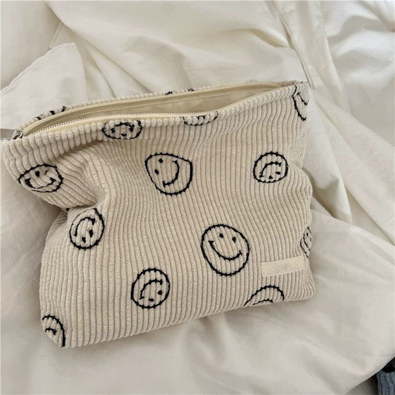 Y2K Cute Smile Face Cute Small Cord Makeup Bag Weekender Organizer Purse