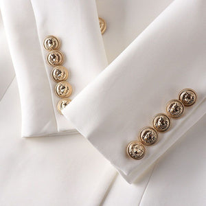 Tailored Satin Collar Blazer Dress Double Breasted Work Jacket Dress