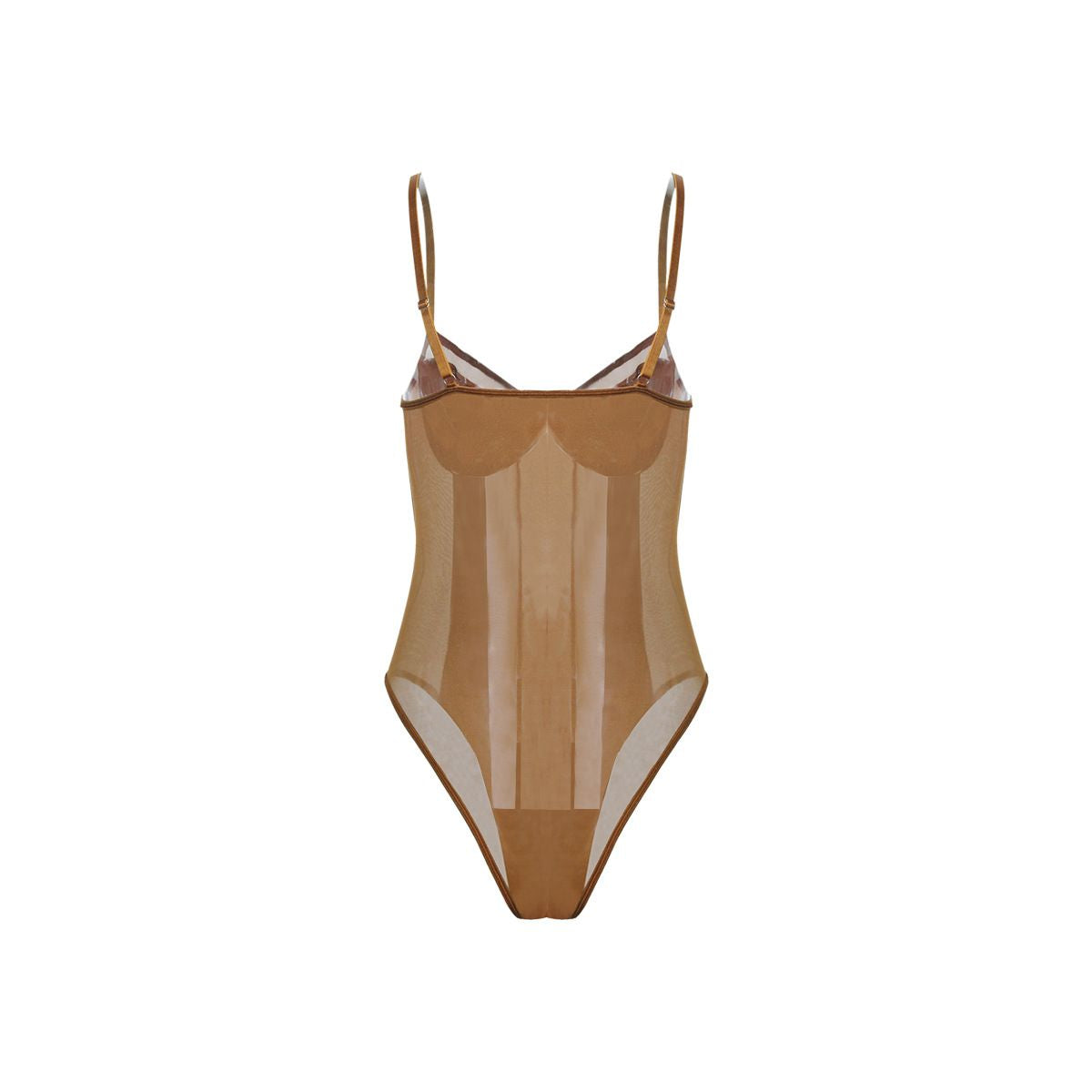 Sexy Striped Seethrough Mesh Lace Underwired Sleeveless Bodysuit