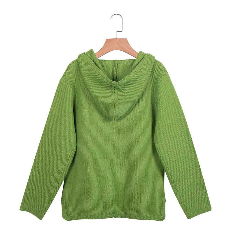 Oversized Knitted Women's Hooded Cardigan Knitted Sweater Jacket with Pocket