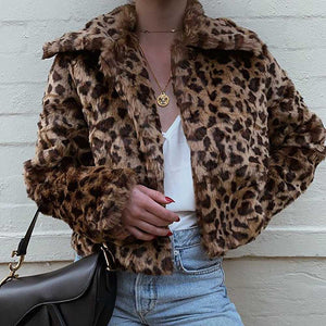Vintage Leopard Print Faux Fur Trench Coat