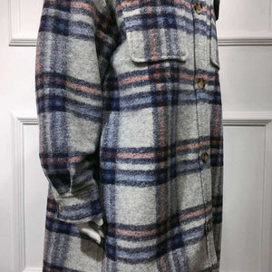 Classy full length long tweed cashmere coat wool peacoat