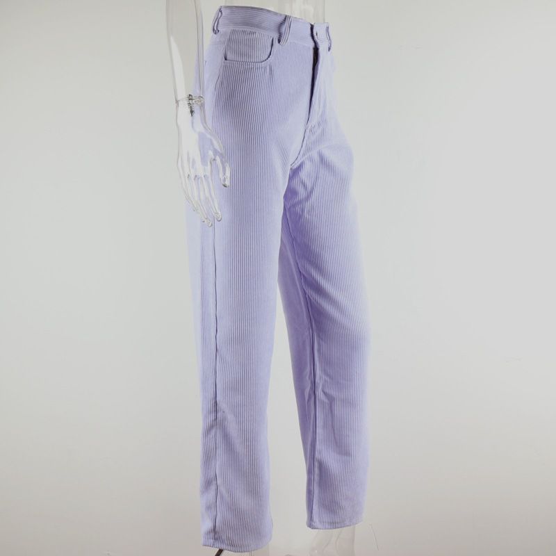 Slim Fit Cord Pants Straight Leg Corduroy Trousers