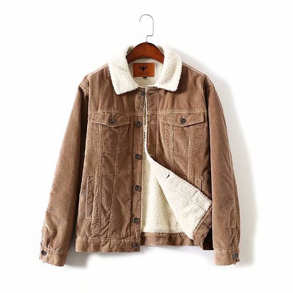 Fur Fleece Lined Shearling Corduroy Trucker Jacket