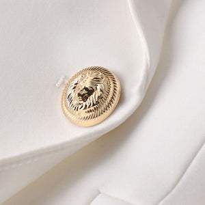 Tailored Satin Collar Blazer Dress Double Breasted Work Jacket Dress