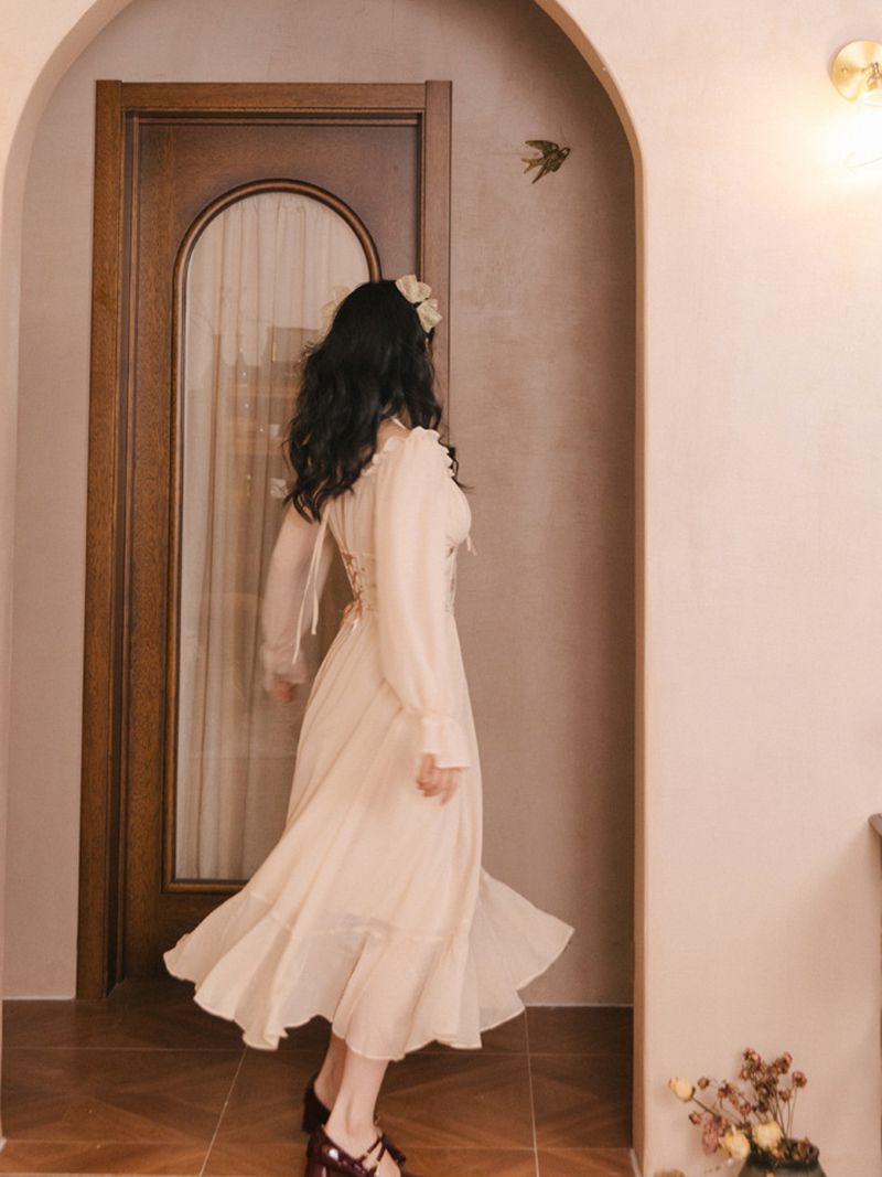 Boho Fairy Country Cottage Core Lolita Corset Gown Dress