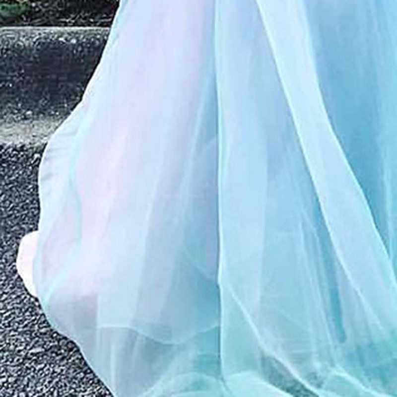 Rainbow Deep Plunge Ombre Gradient Evening Ball Gown Dresses