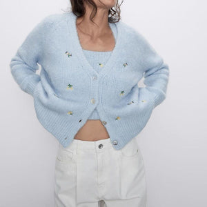 Zara floral embroidered knit cardigan Outlet