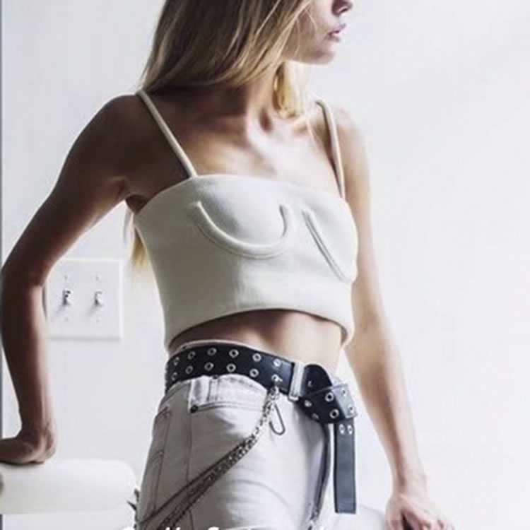 Underwire Decor Ribbed Knitted Tube Tank Tops