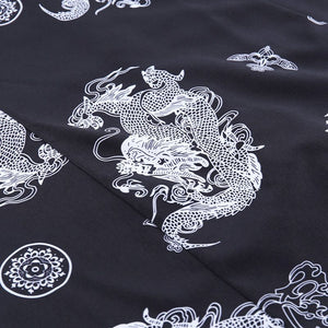King Style Chinese Dragon Print Spaghetti Strap Slip Dress Side Slit