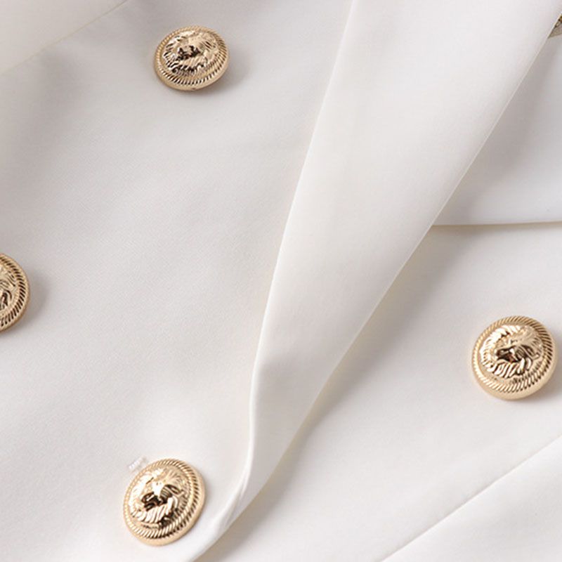 Tailored Satin Collar Blazer Dress Double Breasted Work Jacket Dress