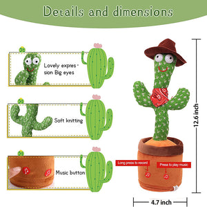 Funny Electric Speaking Cactus Dancing Toys Record Repeat Soft Talking Cactus Baby Kids Singing Toys